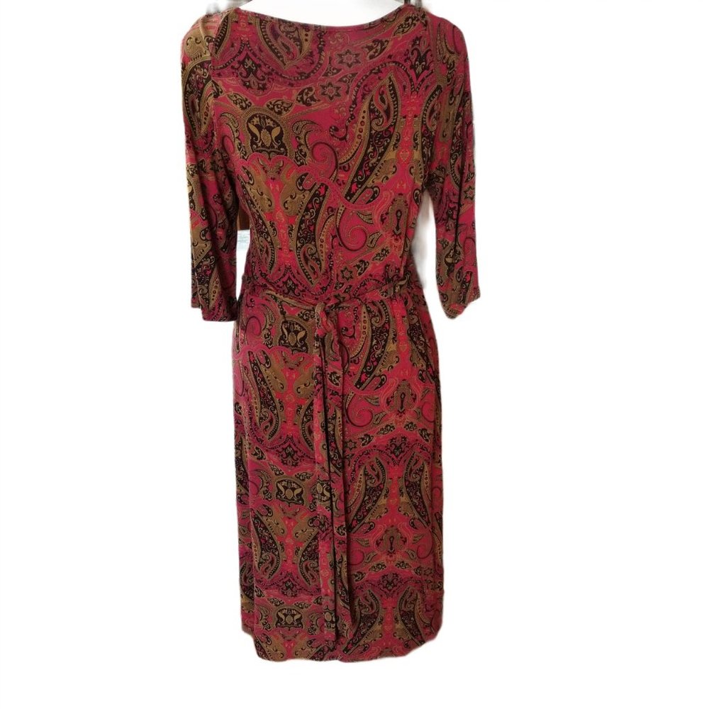 Athleta dress soft stretchy paisley viscose brick red size M - Picture 2 of 4